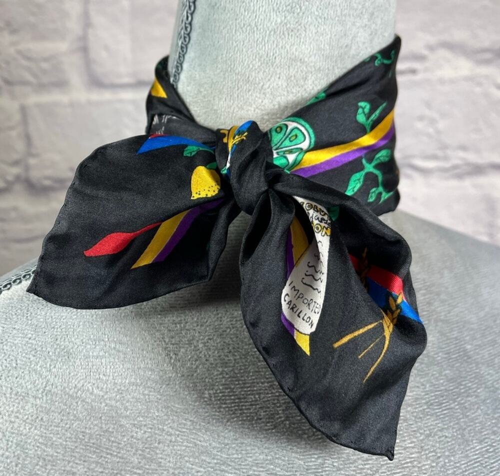 Vintage 1991 Nicole Miller Absolut Vodka Collab Silk Scarf/Pocket Scarf 16"x16"